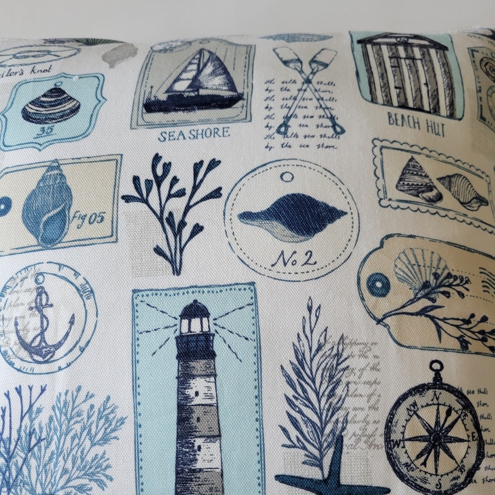 Coastal Pillow Cover, 18" x 18", 100% Cotton, MADE IN USA. - Picture 6 of 7